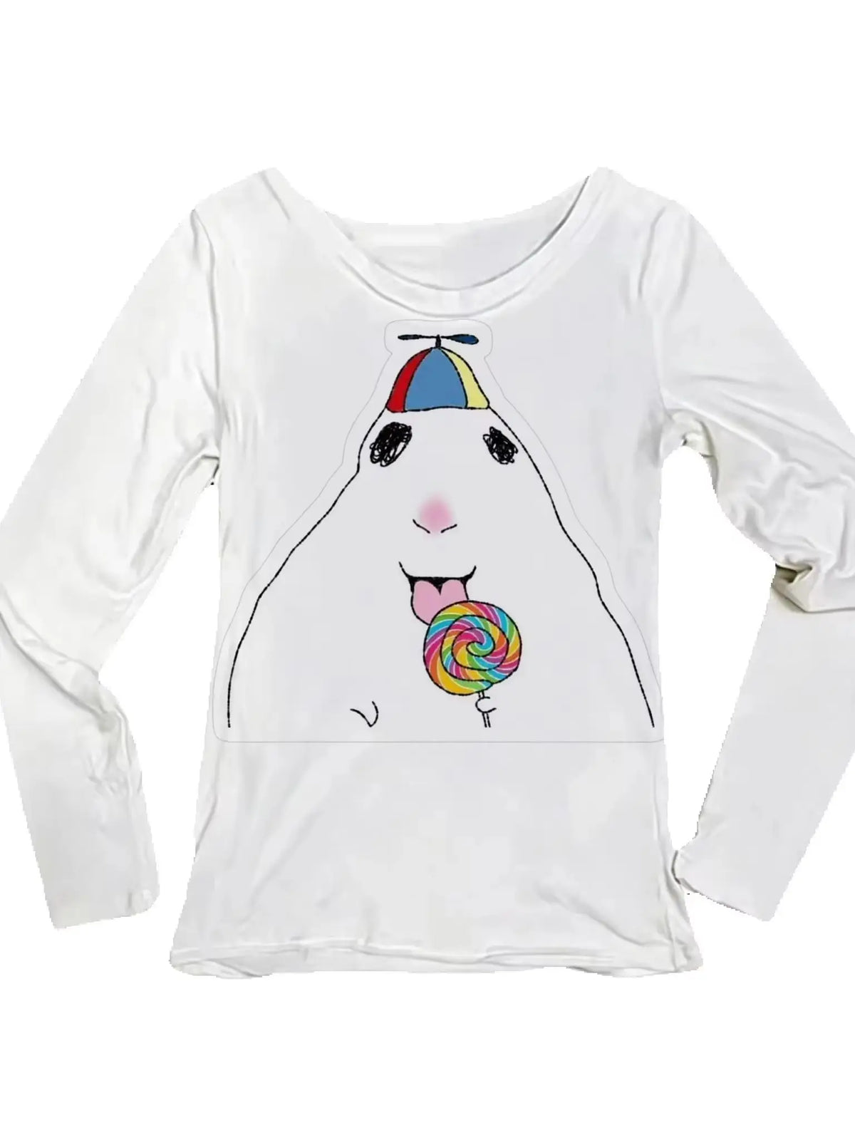 Women's Y2K Lollipop Print Long Sleeve Slim Fit T-Shirt