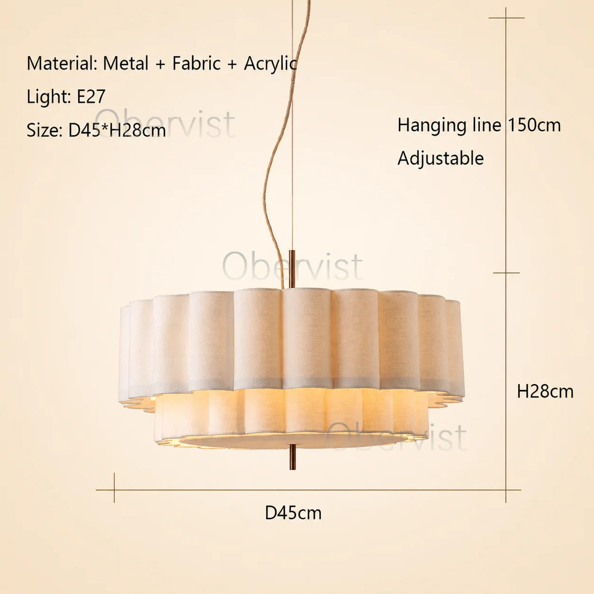 Wabi Sabi Fabric Pendant Light | Nordic Minimalist Ceiling Lamp