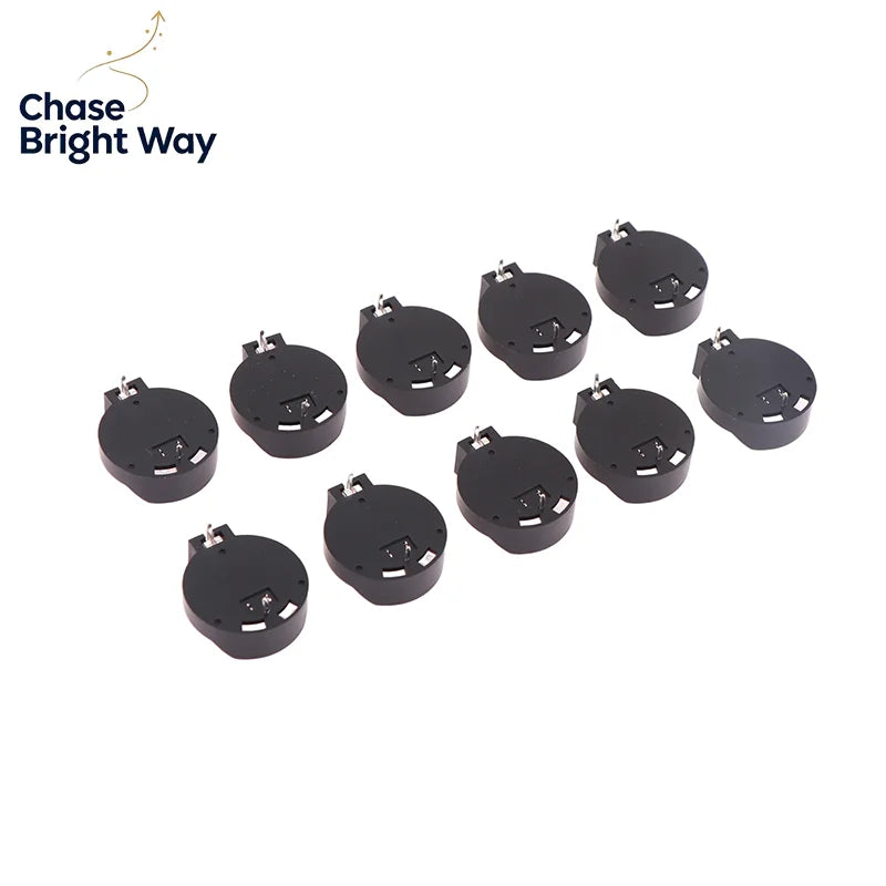 CR2032 Coin Cell Battery Holder Case 10-Pack – Black Socket