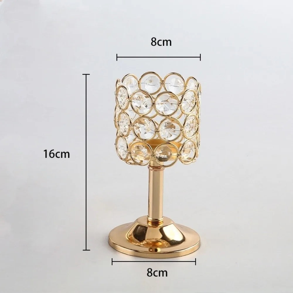 Retro Golden Crystal Metal Candlestick Holder | European Style