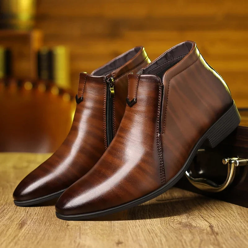 Men's Retro Ankle Chelsea Boots – Zipper High-Top Leather