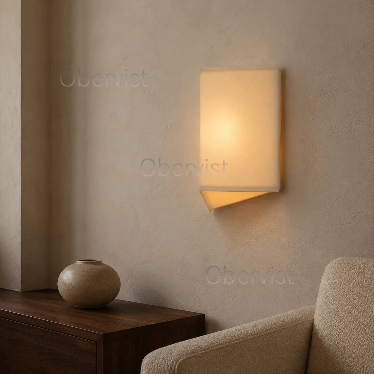 Retro Wabi Sabi Triangular Fabric Wall Lamp – E27 LED