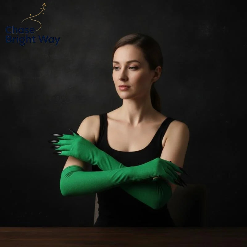 Long Elbow Cosplay Gloves with Sharp Claws | Halloween Costume