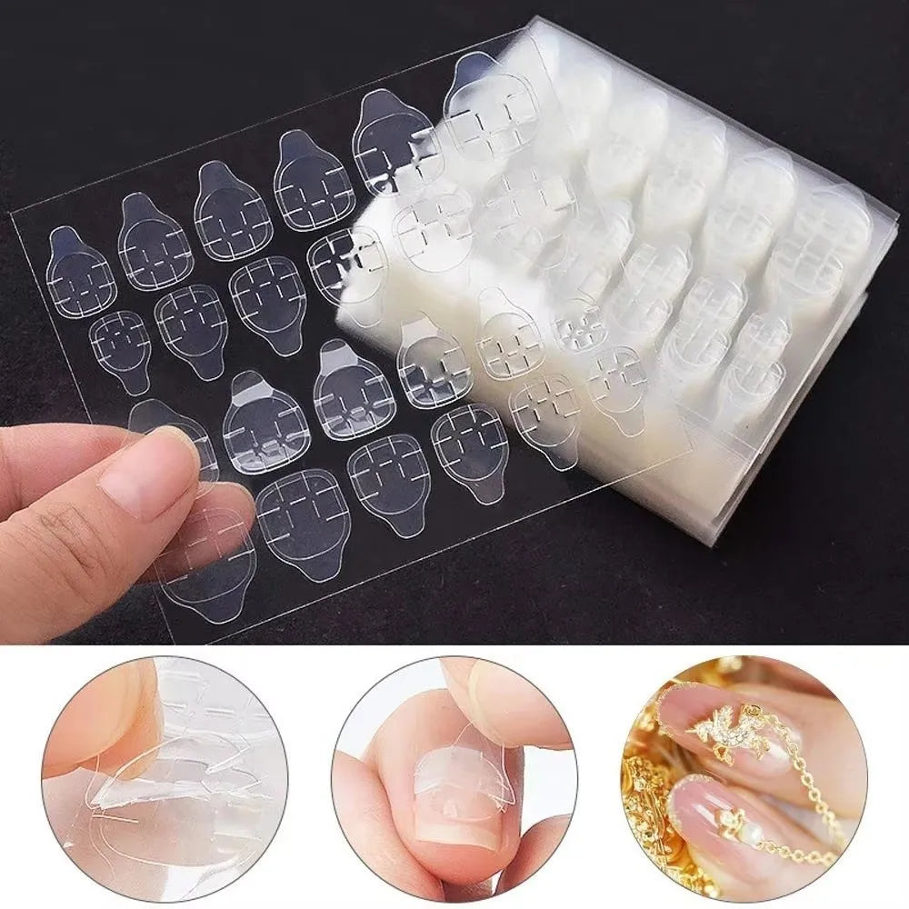 Nail Jelly Glue Double-Sided Tabs – 24 False Nail Stickers