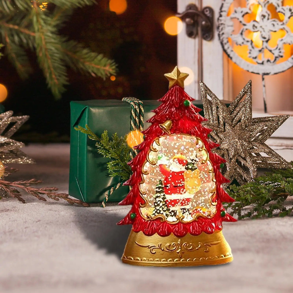 Christmas Snow Globe Light – Tree Scene Lantern Decoration