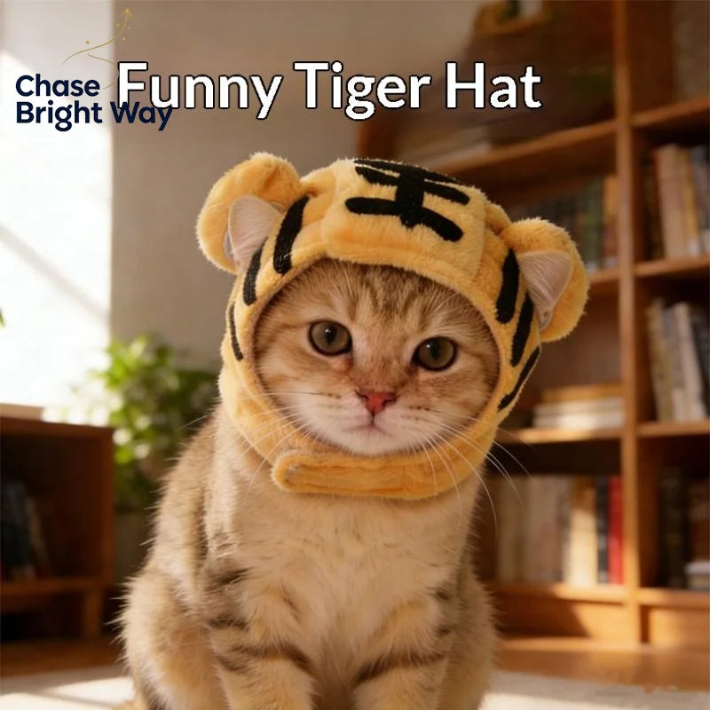 Tiger Fruit Cat Plush Hat – Adjustable Pet Cosplay Headwear
