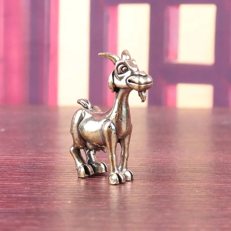 Vintage Solid Brass Goat Statue – Retro Feng Shui Figurine