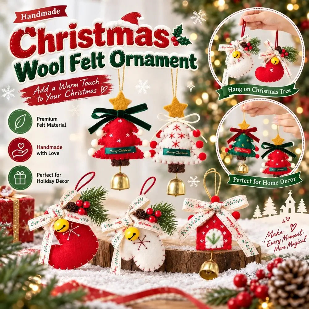 Retro Felt Christmas Ornaments – Glove, Boot & Tree Pendants