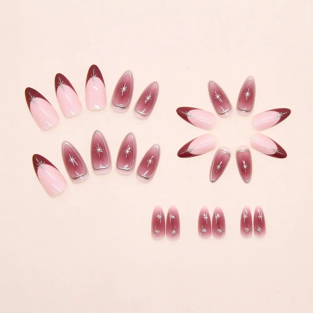 24-Pack Almond French Press-On Nails | Cherry Y2K Nail Tips