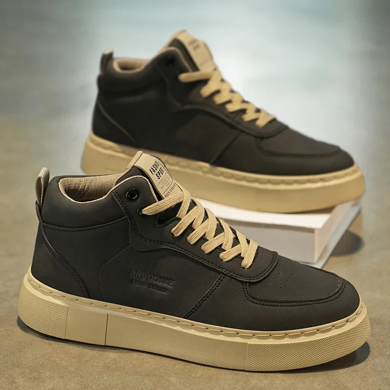 LEDP Men's Platform Sneakers – Lace-Up Non-Slip Casual Ankle Boots
