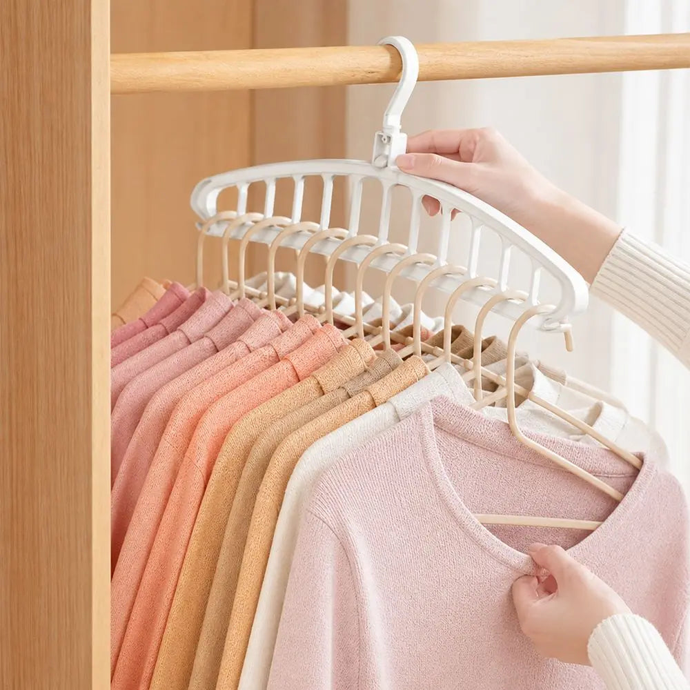Folding Rotating Clothes Hanger – 11-Slot Space-Saving Rack