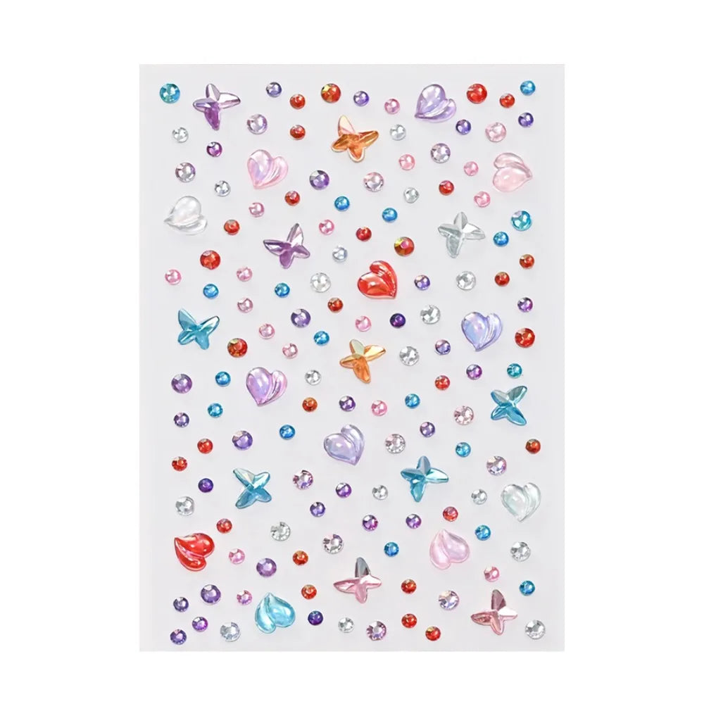 3D Aurora Iridescent Face Rhinestone Stickers | Body Art Gems