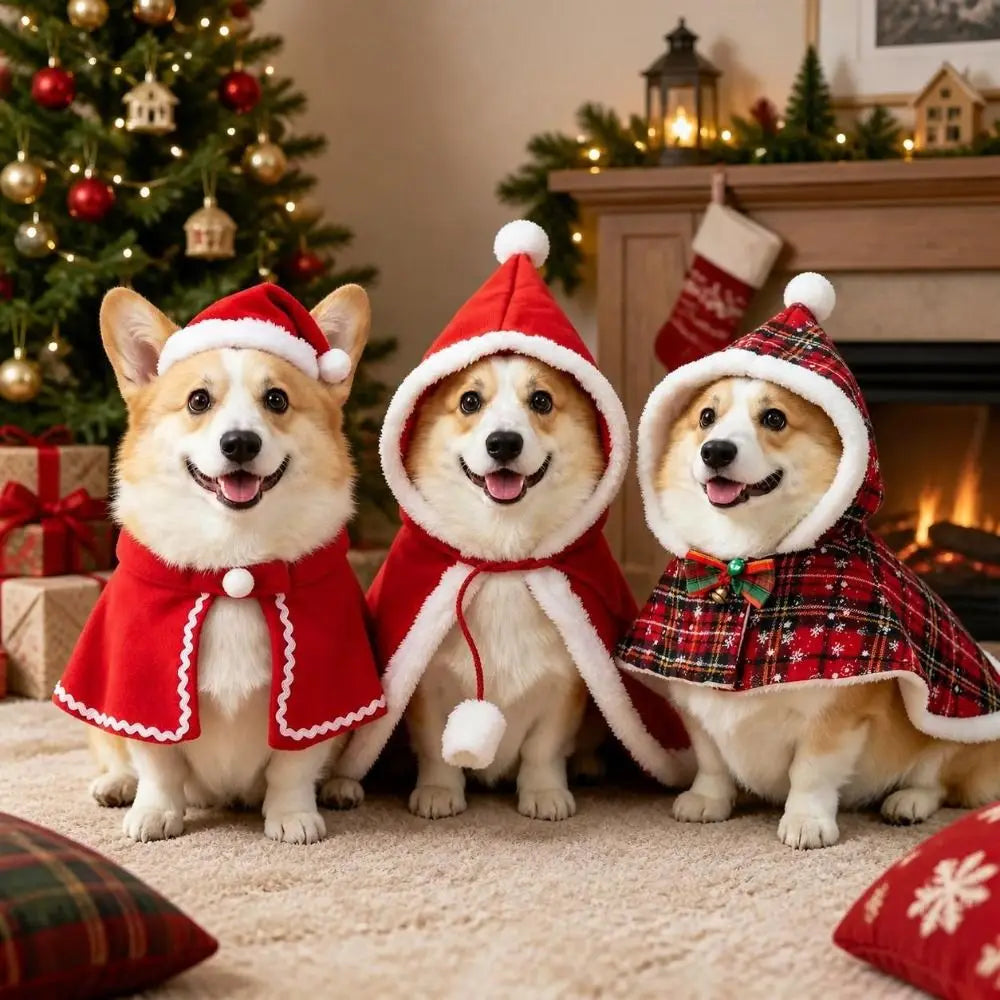Festive Pet Christmas Cape – Soft Adjustable Holiday Cloak