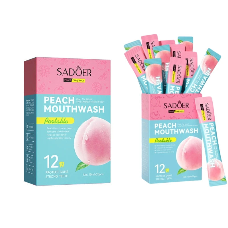SADOER Peach Mouthwash 20 × 10ml Pods – Fresh Breath Oral Rinse