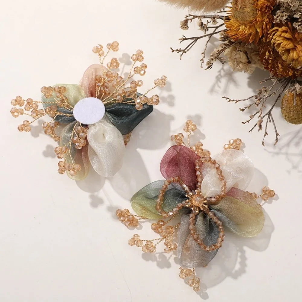 Crystal Bead Organza Flower Applique – DIY Hair Accessory