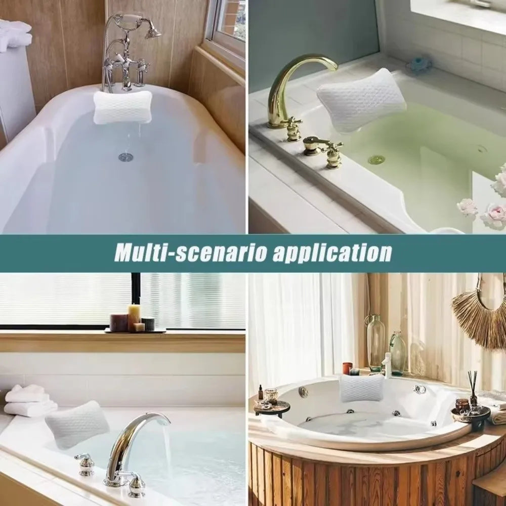Soft SPA Bath Pillow – Breathable Polyester Bathtub Headrest
