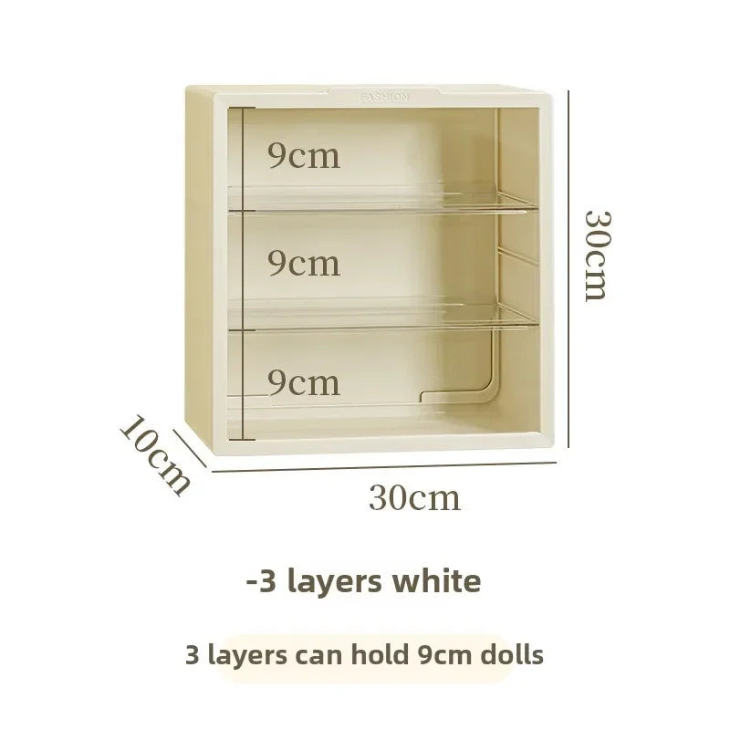 Plush Doll Display Case 2/3-Tier Dustproof Flip Lid 28cm