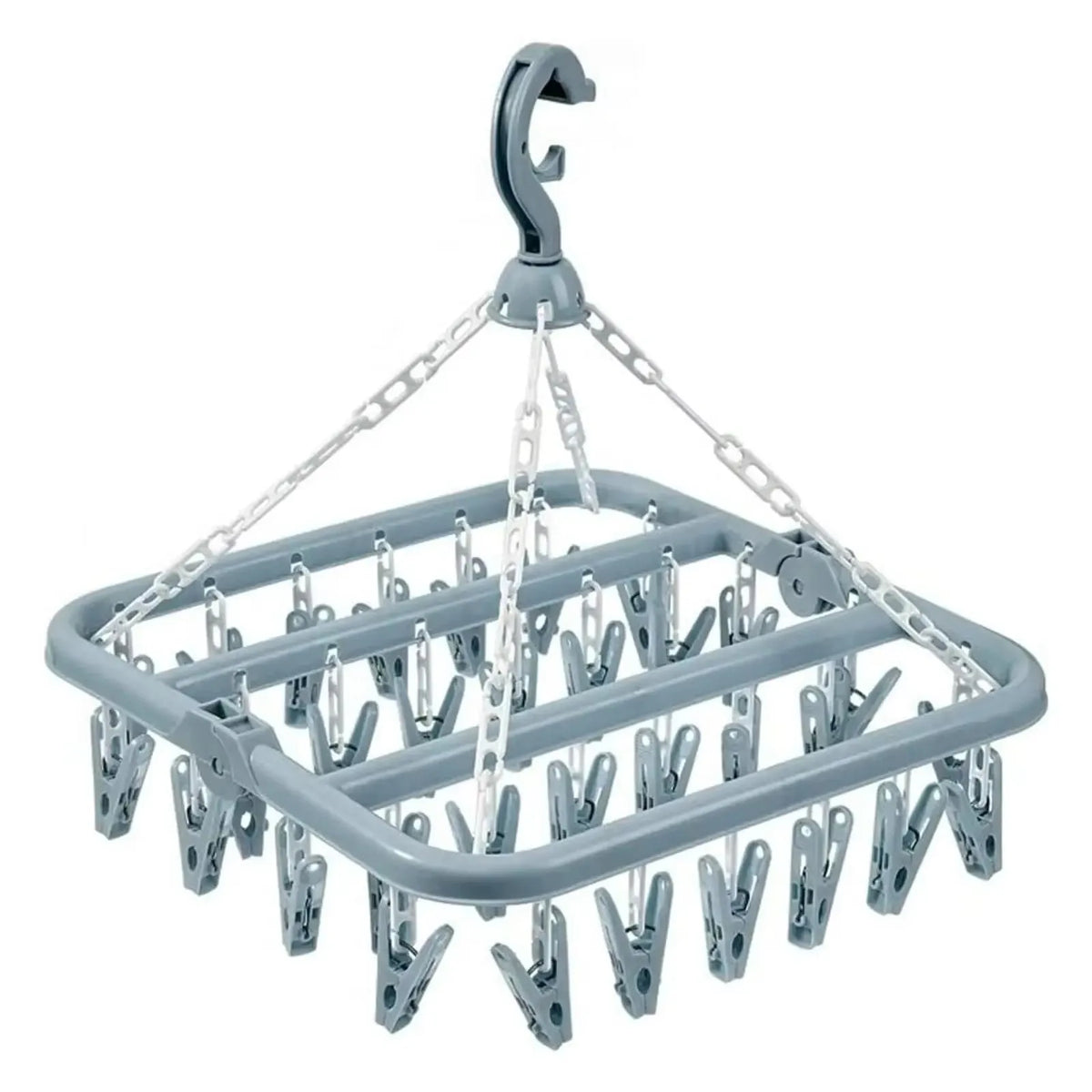 32-Clip Foldable Laundry Drying Hanger for Socks & Underwear