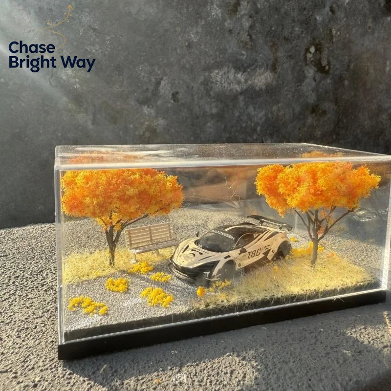 1:64 Scale Autumn Diorama Acrylic Car Model Display Stand