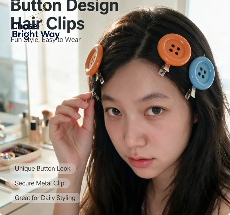 Y2K Oversized Button Duckbill Hair Clip – Retro Barrette