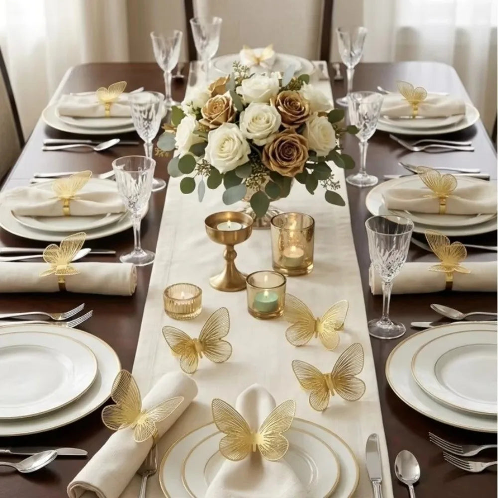 Metal Butterfly Napkin Ring – Hollow Gold & Rose Gold Decor