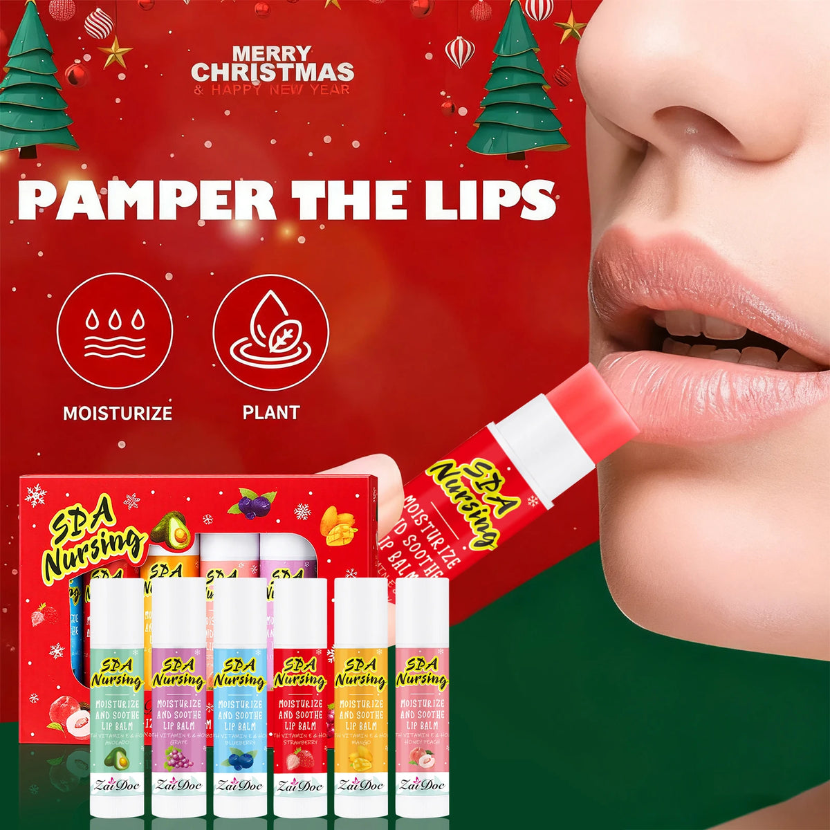 ZaiDoc Christmas Fruity Lip Balm Gift Set – Lip Mask & Hand Cream