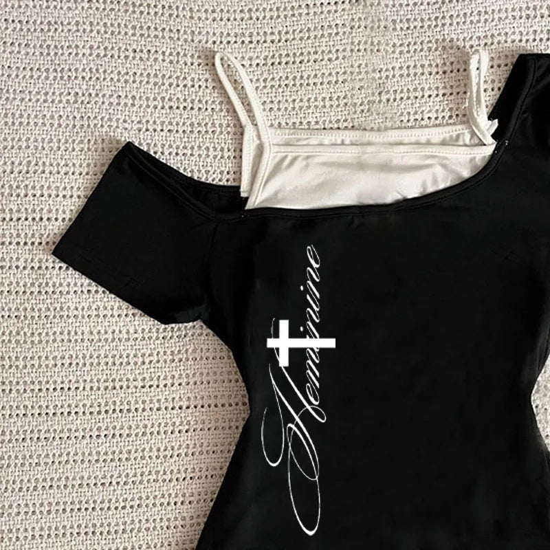 Y2K Harajuku Gothic Grunge Crop Top – Women's Slim Fit Tee