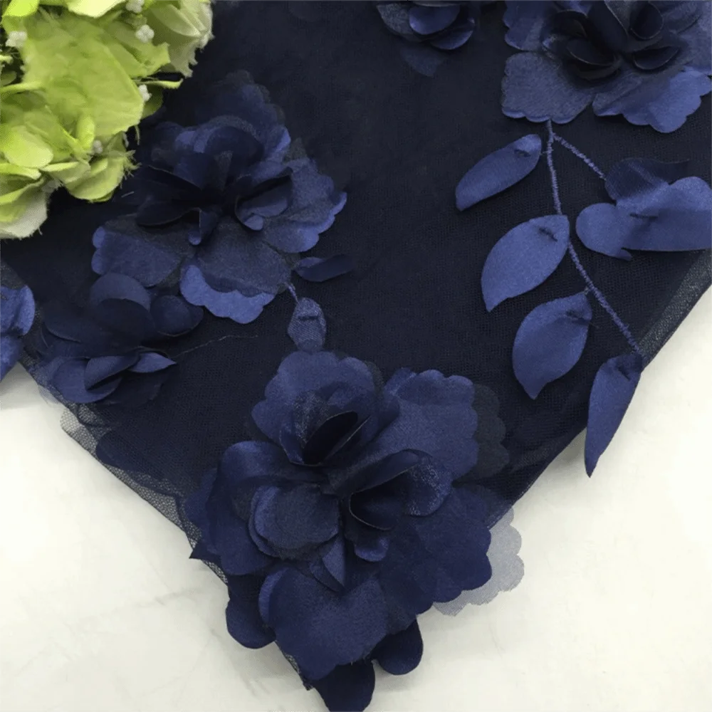 3D Flower Lace Fabric Bead Embroidery – 140cm x 1 Yard