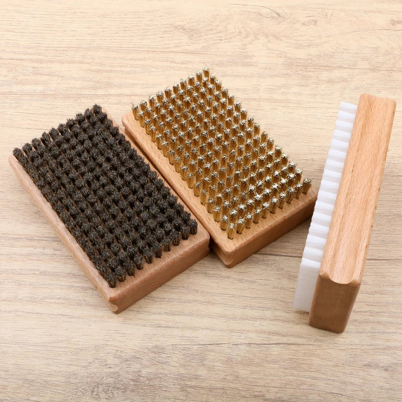 Ski Wax Brush – Brass, Nylon & Horsehair Wooden Handle