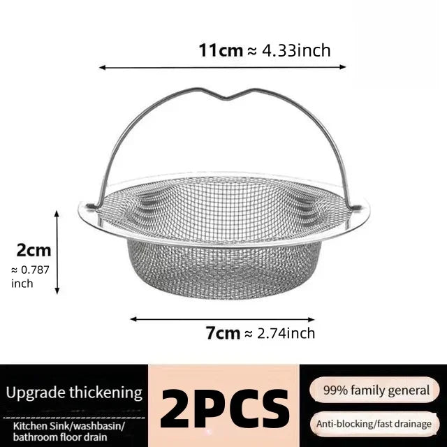 Stainless Steel Sink Strainer with Handle – 1/2/4 Pack
