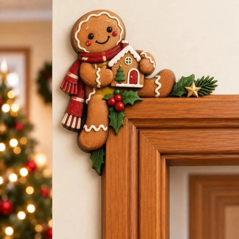 Wooden Christmas Door Corner Decor – Peeking Festive Figure