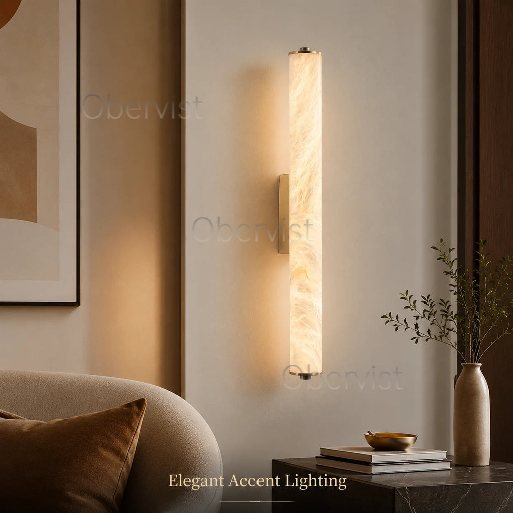 Snowflake Marble LED Wall Sconce | Copper Accent Light