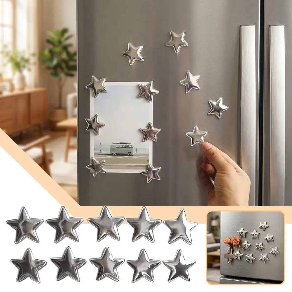 Silver Star Fridge Magnets – 10-Pack Vintage Resin Decorative