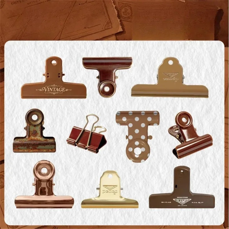 Vintage Clip Themed Stickers – 10Pcs Retro Journal Decals