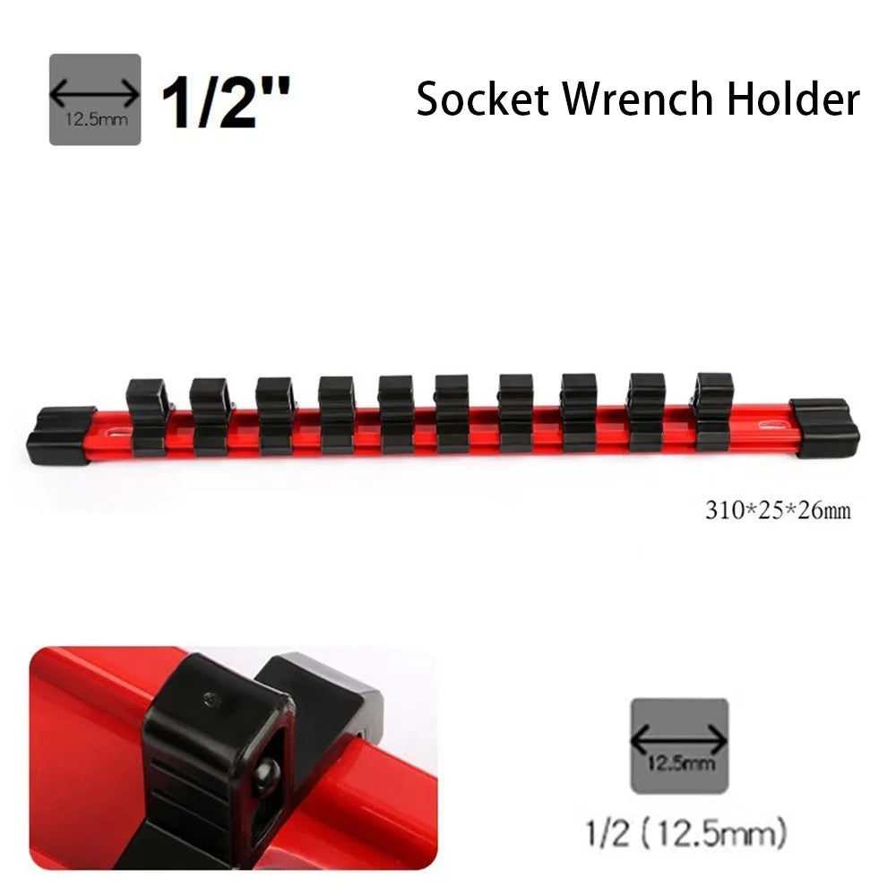 Socket Wrench Holder Rail – 1/4" 3/8" 1/2" Drive Organizer