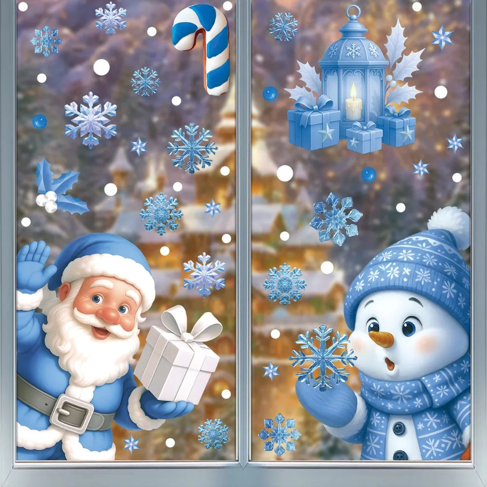 PVC Christmas Window Stickers – Santa, Snowman & Snowflake