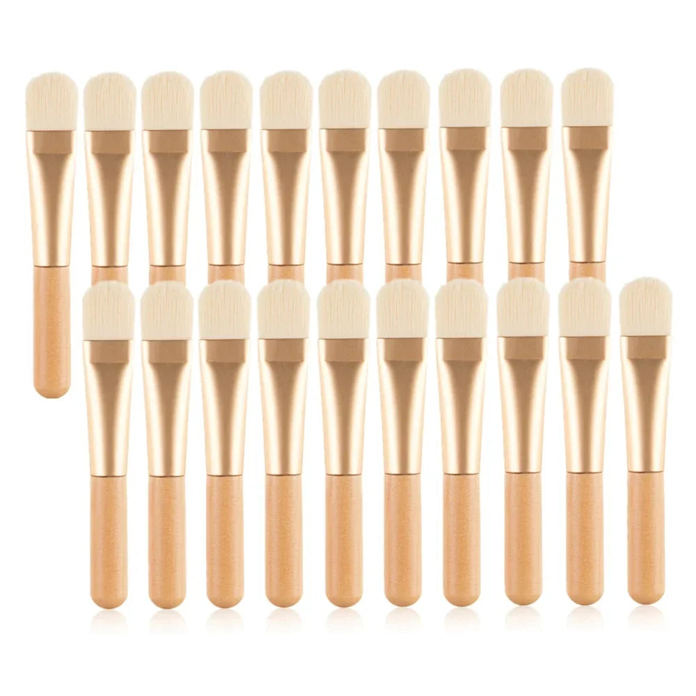 Fan-Shaped Facial Mask Brushes – Soft Fiber Wood Handle 10/20/50pk