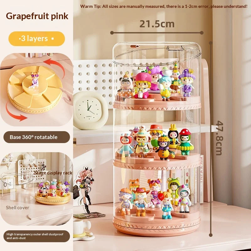 Rotating Multi-Tier Acrylic Collectibles Display Stand Cabinet