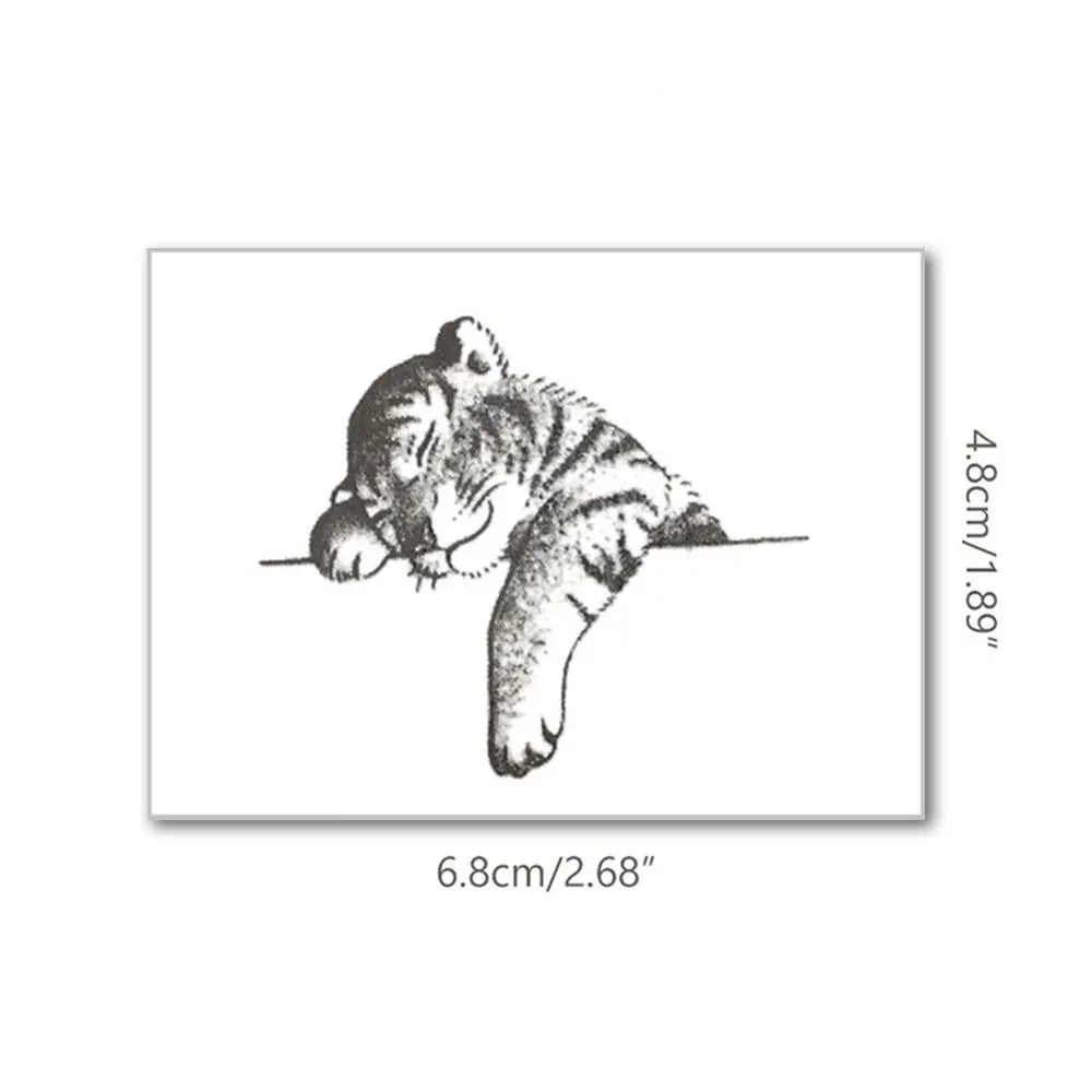Moon & Tiger Temporary Tattoo Stickers – Unisex Body Art