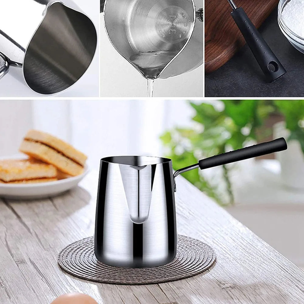 Stainless Steel Turkish Coffee Pot – 600ml Milk & Butter Warmer