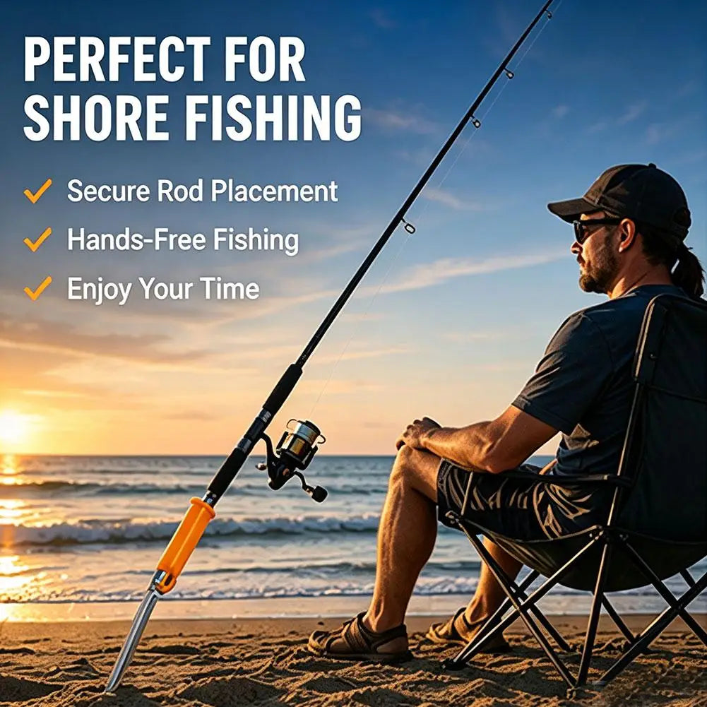Foldable Surf Fishing Rod Holder Ground Spike with Storage Lid