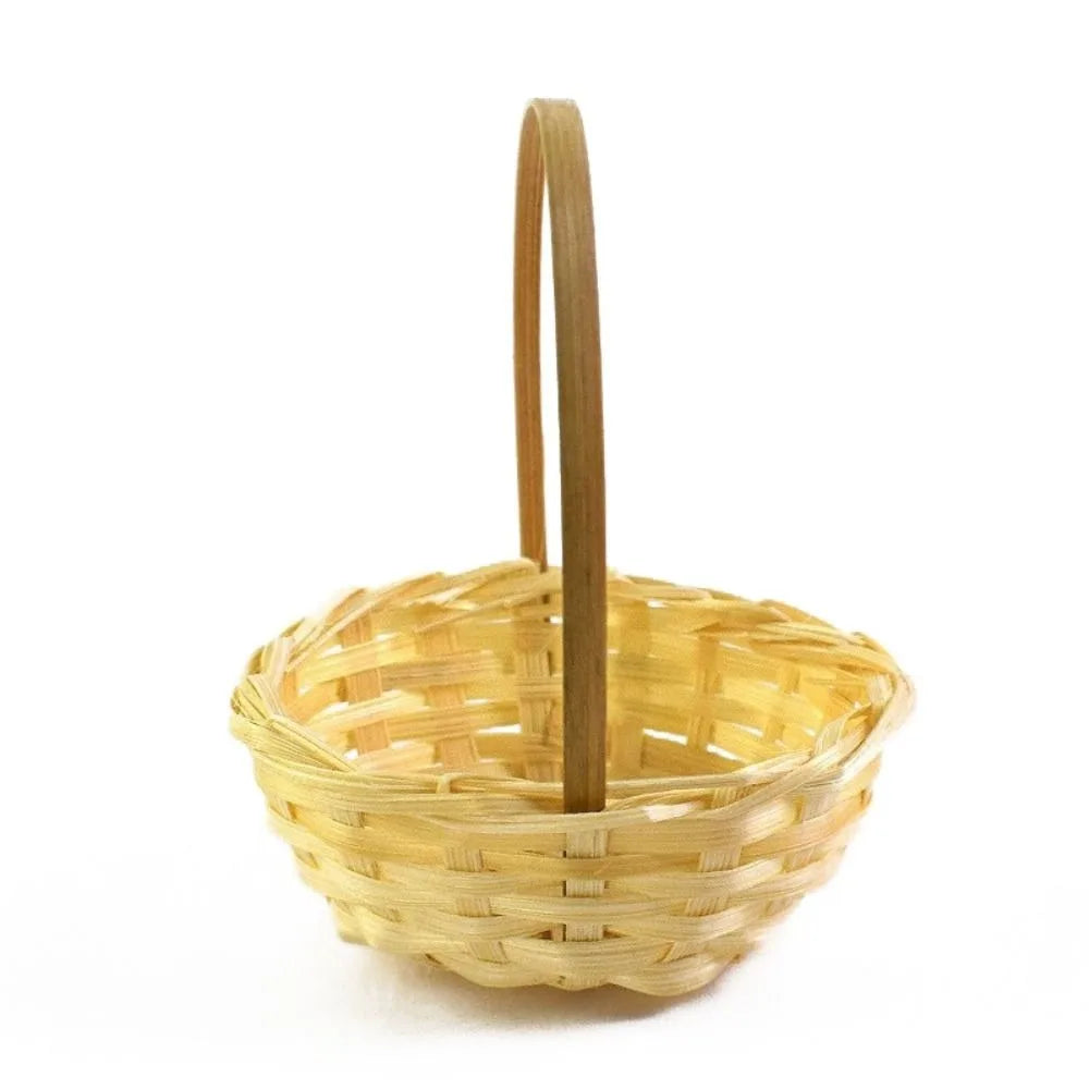 Mini Woven Braid Flower Basket with Handle – Multicolor