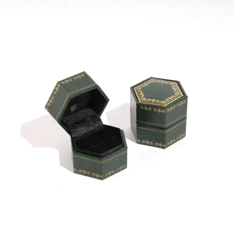 Vintage Hexagonal Mini Ring Box – Printed Jewelry Gift Box