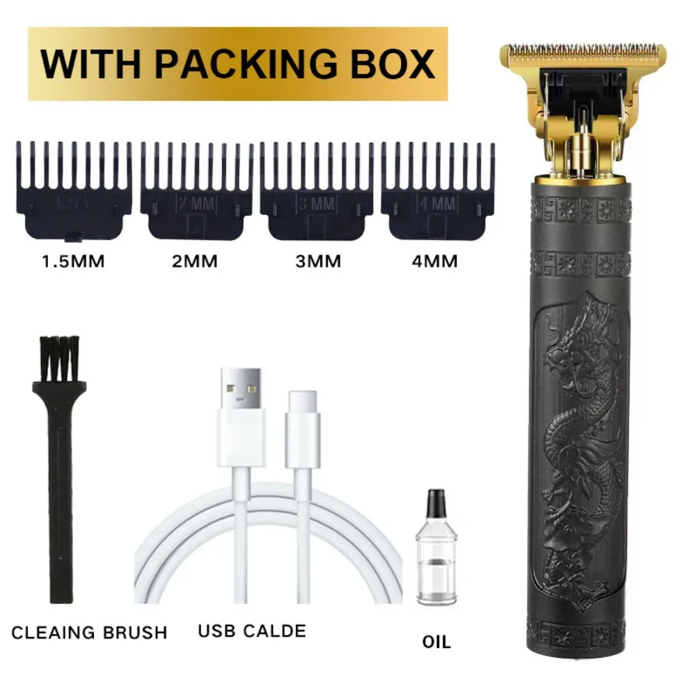 Vintage Cordless Hair Clipper – USB-C Fast Charging Trimmer