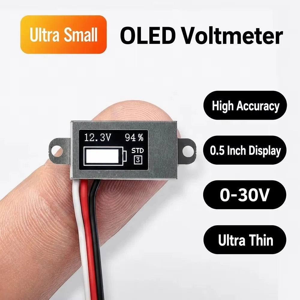 OLED Dual Display Battery Voltage Capacity Meter | 1-6S DC 30V