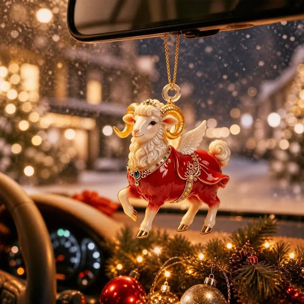 Rhinestone Goat Hanging Ornament – Acrylic Holiday Pendant