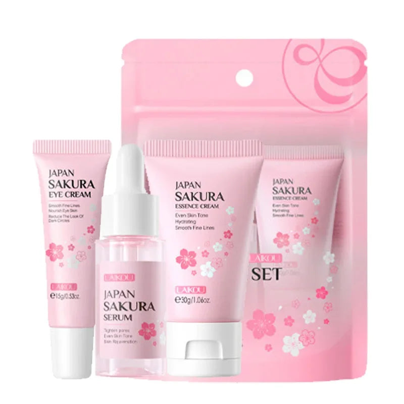 Vitamin C 24K Gold Sakura Skin Care Set – Cream, Serum & Eye Cream