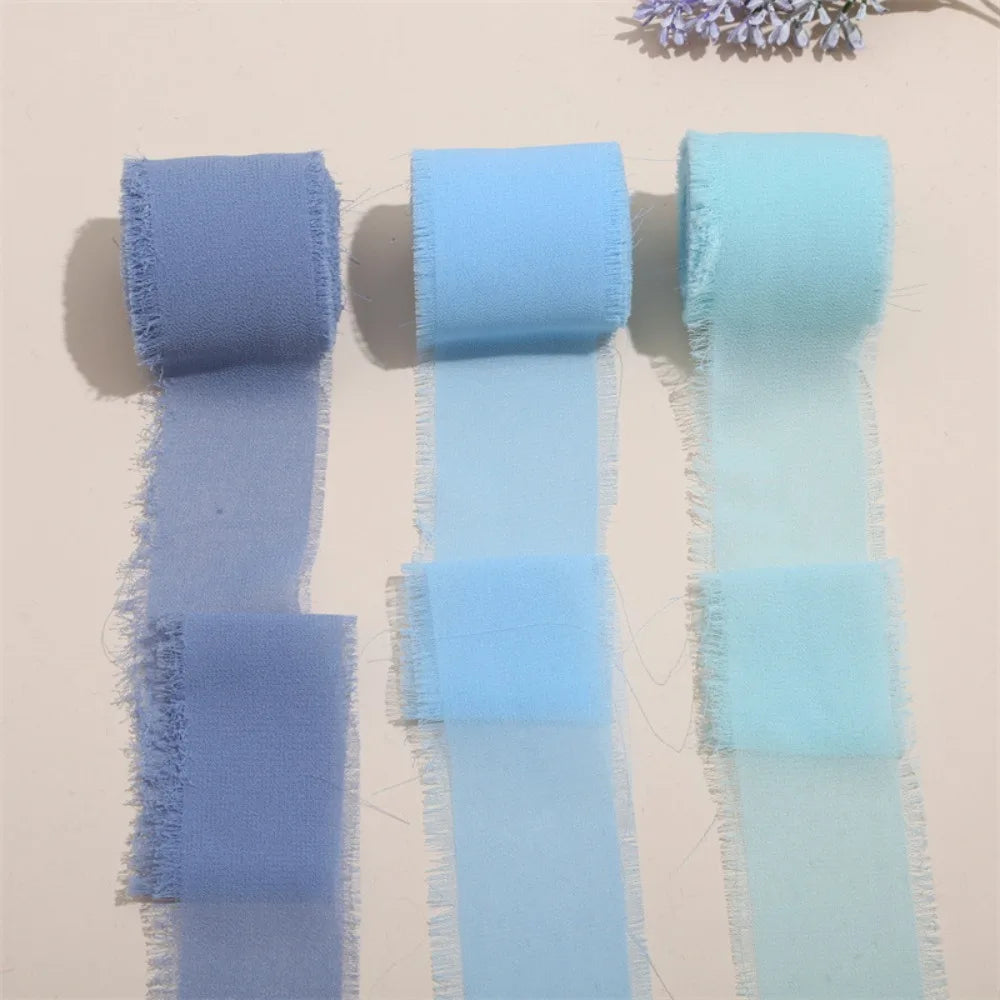 3-Roll Fringe Chiffon Ribbon – 5m DIY Wedding & Craft Décor