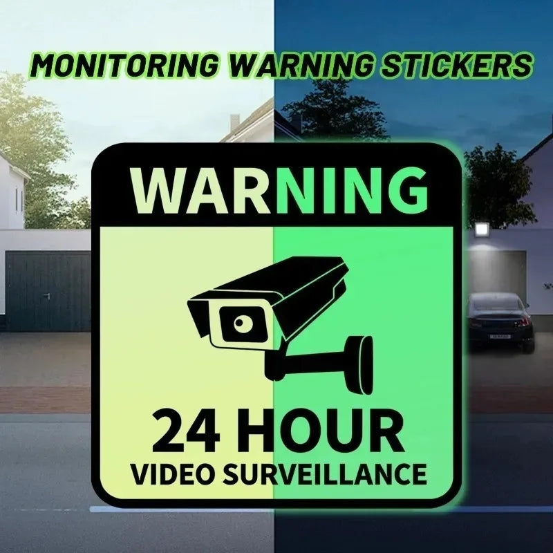 Glow-in-the-Dark Video Surveillance Warning Sticker | 15.6cm