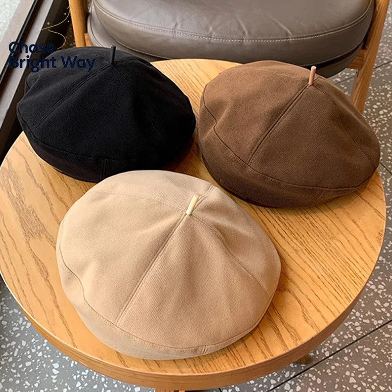 Women's Retro Woolen Beret Hat – Versatile Plush Cap